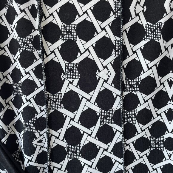 Haani Fit and Flare Panel Dress with Belt. Black & White. PXL Plus Size - Picture 10 of 11